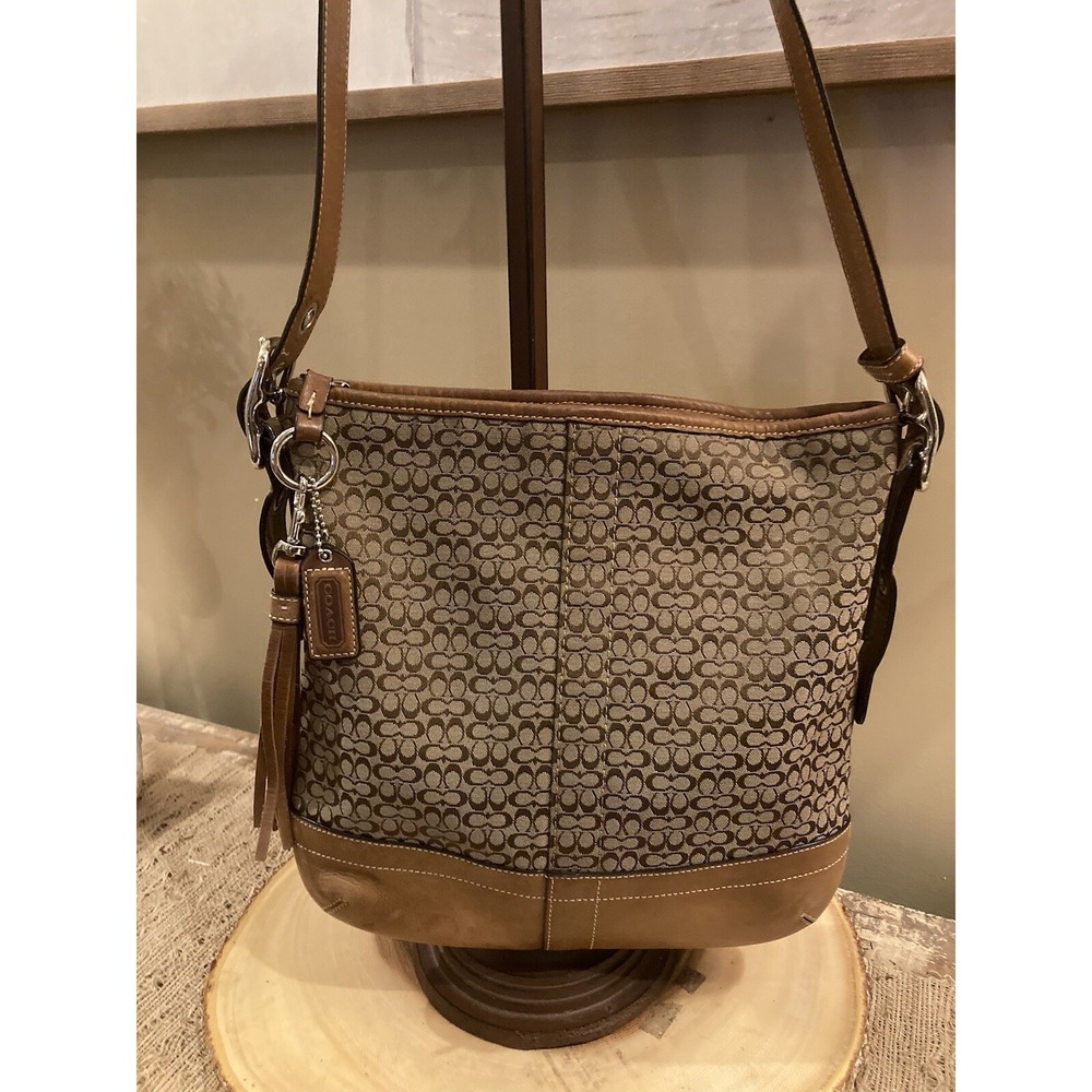 Coach Mini Signature Leather Canvas shoulder crossbody Convertible Tote F10417